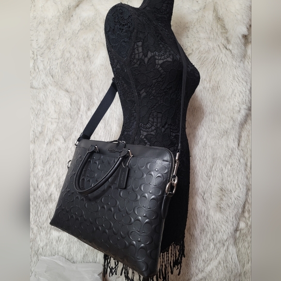 NWT COACH RARE SIGNATURE LEATHER DESIGNER BUSINESS BAG laptop computer Atache - Picture 3 of 14